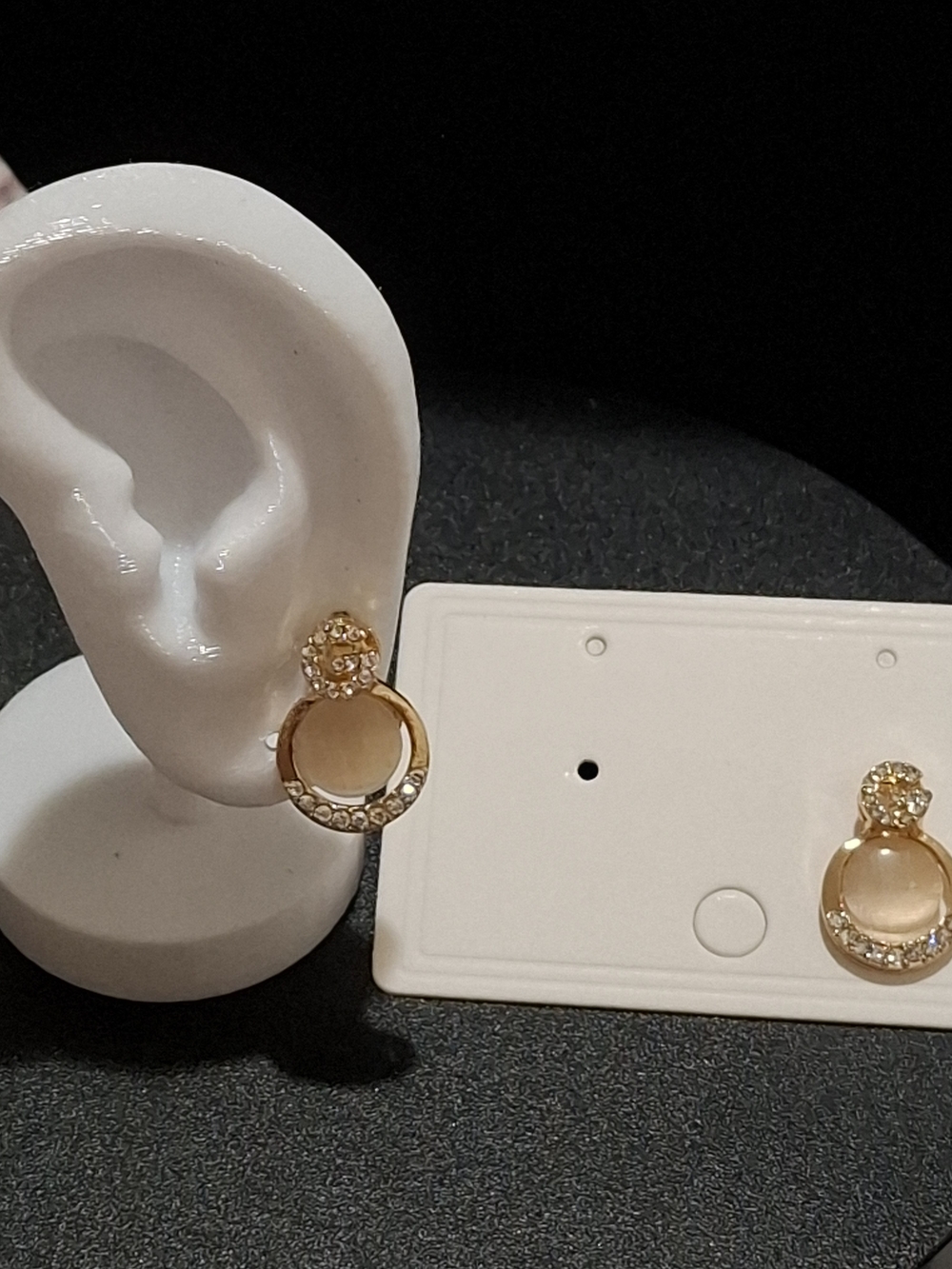 Gold Crystal Circle Drop Earrings by